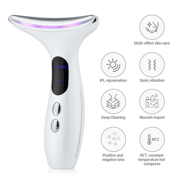 EMS Microcurrent Face Neck Beauty Device LED Photon Firming Rejuvenation Anti Wrinkle Thin Double Chin Skin Care Facial Massager - Peakvitality Fitness