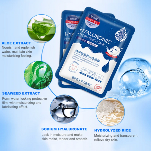 Hyaluronic Facial Masks with Aloe (1 Month Supply)